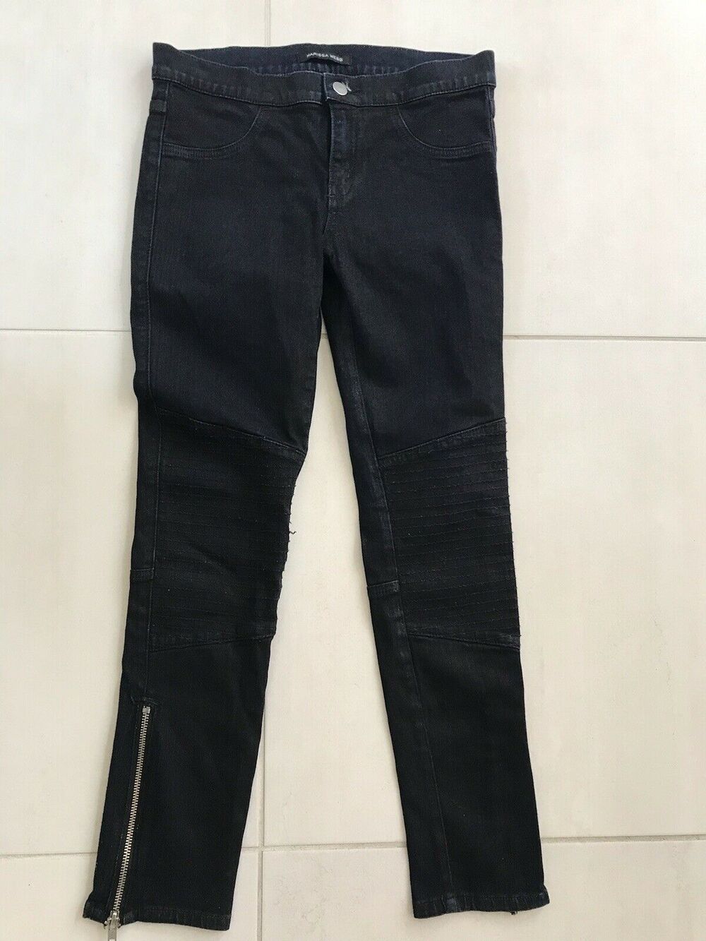 Marissa Webb Low Rise Moto Cropped Stretch Skinny Denim Jeans FLAW
